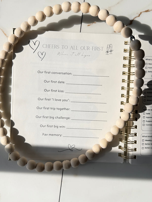 Cheers to All Our Firsts page in the Date Night Planner