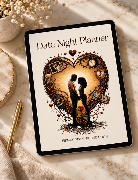 The Digital Date Night Planner by Firmly Fixed Foundation shown on an iPad